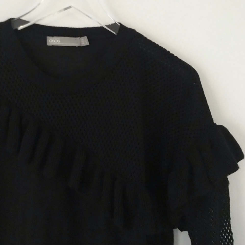 ASOS Ruffle Mesh Sweater Black - Picture 4 of 8